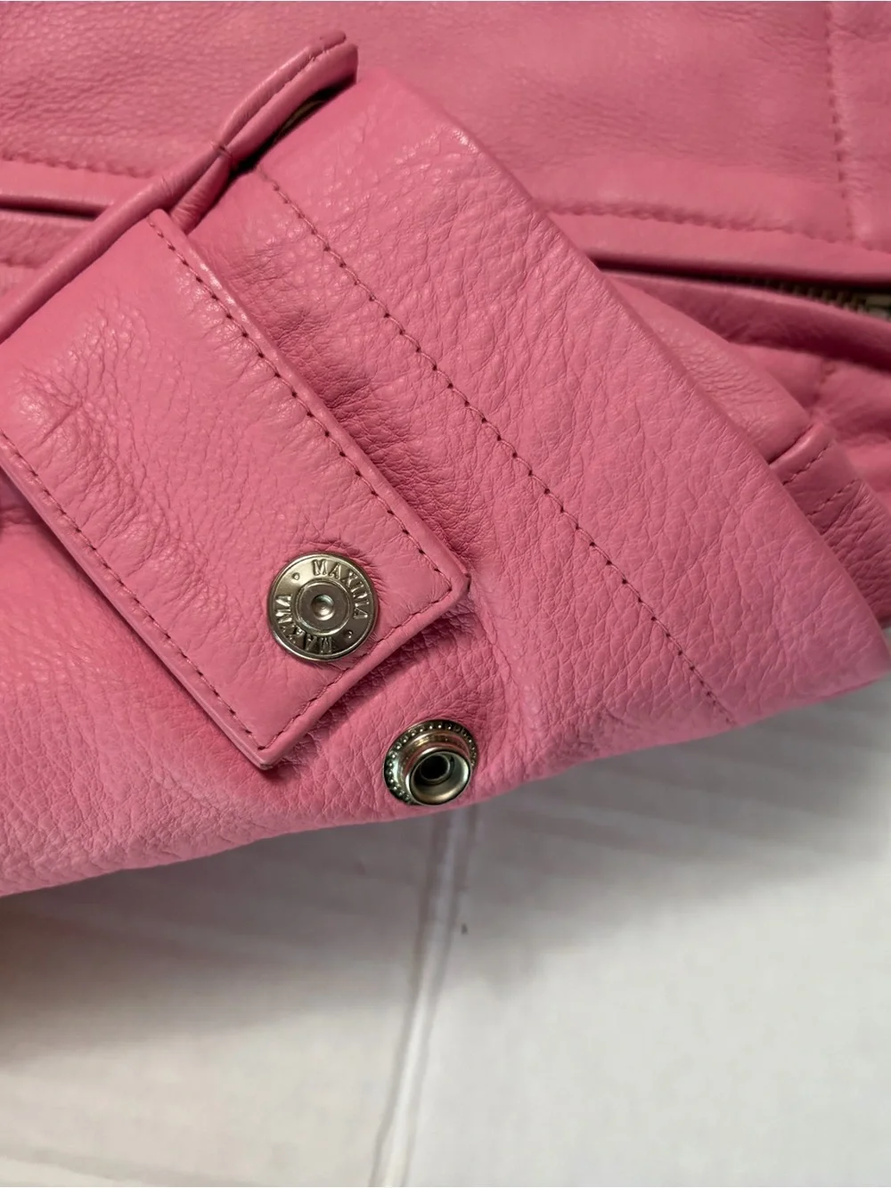 Vintage Wilsons Leather Maxima Pink Moto Jacket Small Y2K Cafe Racer Biker S - Picture 10 of 16